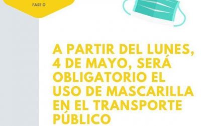 Reparto de mascarillas protectoras en el transporte público