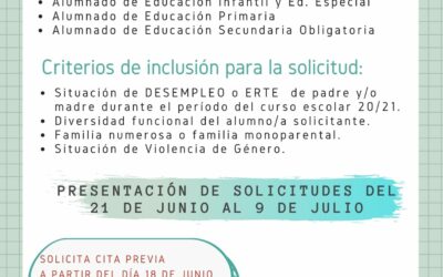 Educación abre el proceso de solicitud de las Ayudas Escolares el 21 de junio hasta el 9 de julio