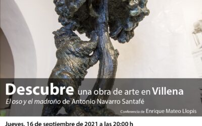 El Instituto Alicantino de Cultura Juan Gil-Albert organiza hoy en Villena la conferencia sobre la escultura ‘El Oso y el Madroño’ de Navarro Santafé