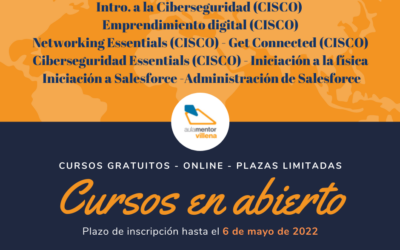 Abierta la inscripción en los cursos gratuitos de Aula Mentor. Abril de 2022