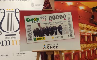La Banda Municipal de Villena toca sus mejores notas, por su Centenario, en el cupón de la ONCE