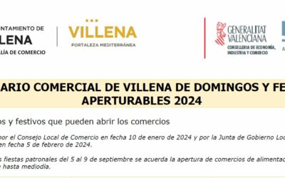 HORARIOS COMERCIALES EXCEPCIONALES PARA EL AÑO 2024