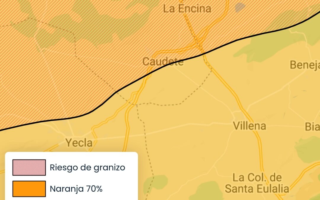 Avisos de reventón término y granizo en el término municipal de Villena