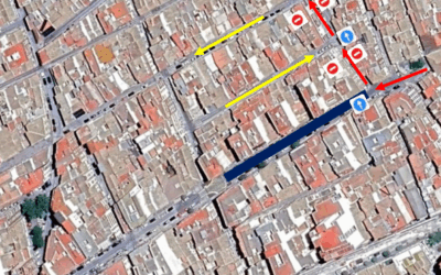 Recorrido alternativo de tráfico por la calle La Cruz ante el cierre por obras de un tramo en Escultor Navarro Santafé