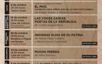 Villena presenta la programación de las Jornadas de Memoria Histórica con la incorporación de un taller para adultos sobre la historia de la Guerra Civil de Villena